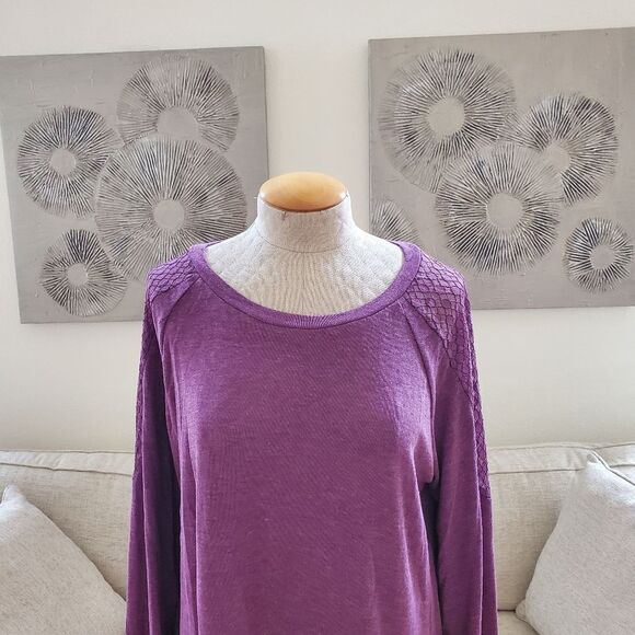 Suzanne Betro Weekend  Lace-Accent Raglan Sweatshirt sz 1x - Picture 5 of 12
